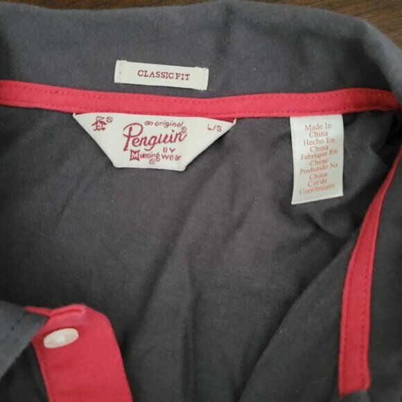 Penguin Oringinal Polo Men's Large White Grey Red Classic Fit - Picture 3 of 7